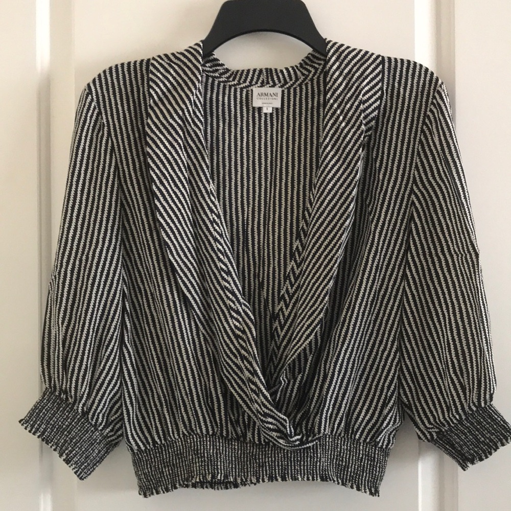 Armani Collezioni 100% Silk Crop Top Blouse